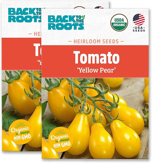 Back to The Roots 100% Organic Heirloom Seeds - Golden Pear Tomato Value Pack (200mg Total)