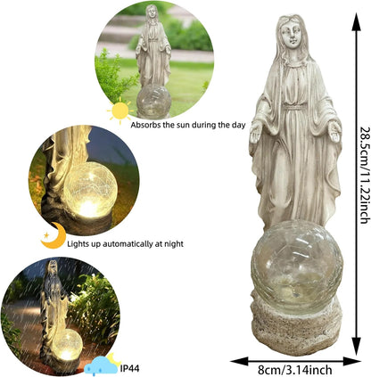 Solar Garden Decor Virgin Mary Figure with Lights,Blessed Mother Outdoor Statue for Home/Garden Decor, Gift for Women/Monther(11.22" H)