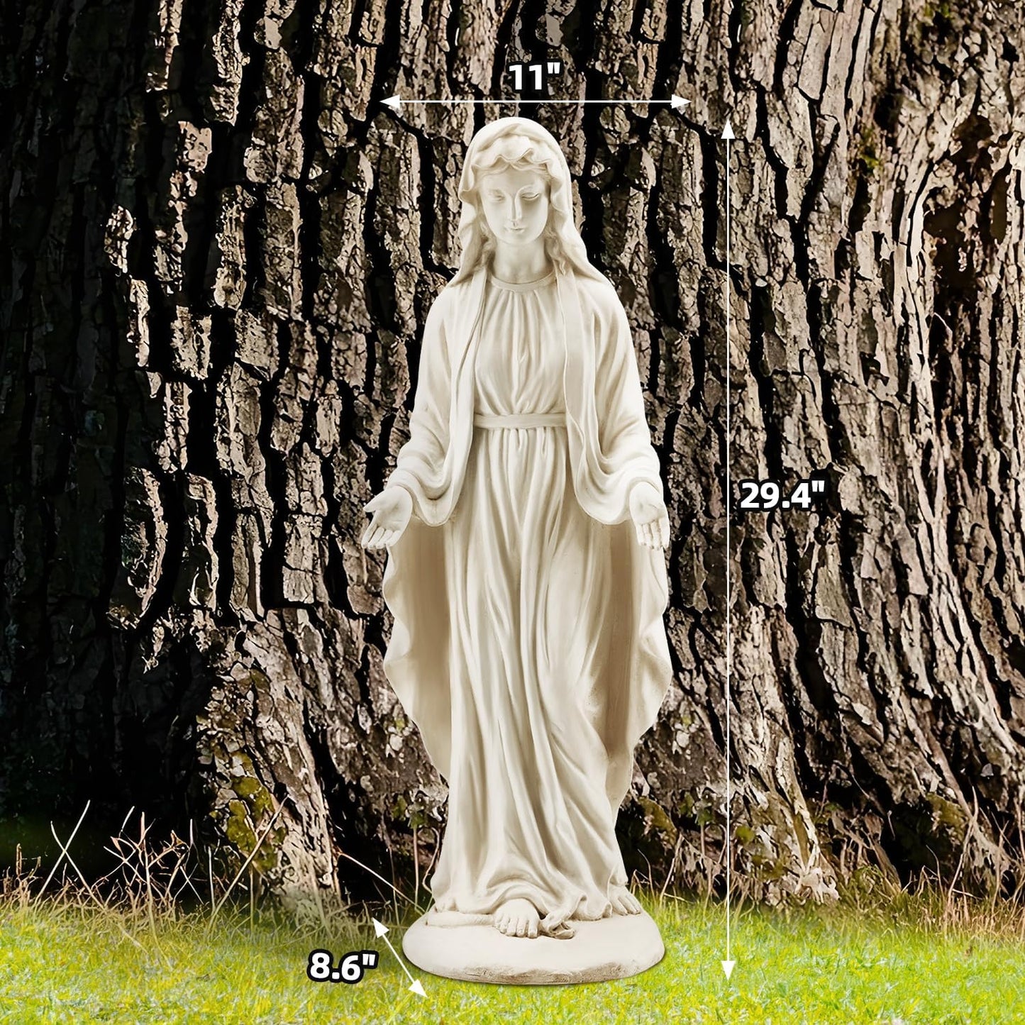 YOLENY Virgin Mary Statue Outdoor, 29.4 Inch Tall Garden Statue of Mary, Religious Blessed Mother Sculpture for Patio Yard Home Decor