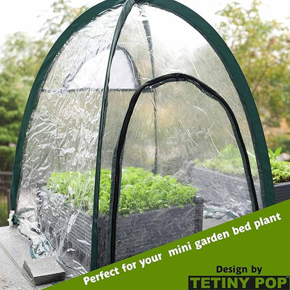 2pcs Quick Set up Mini Greenhouse Portable Small PVC Cover for Garden Flower and Flowerpot Cold Frost Protector Portable Carry Bag with 8 Stakes (PVC (28" L x 28" W x 32" H))