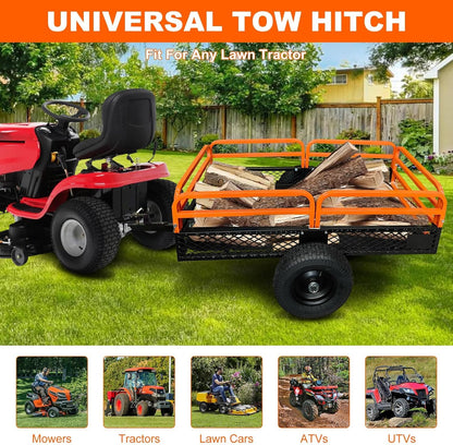Heavy Duty ATV Utility cart, 1600LB Capacity Utility Trailer with Dual Dumping Modes (Manual/Foot Pedal), Steel Dump Cart with All-Terrain Tires & Dual Bearings for Garden, Farm, Firewood