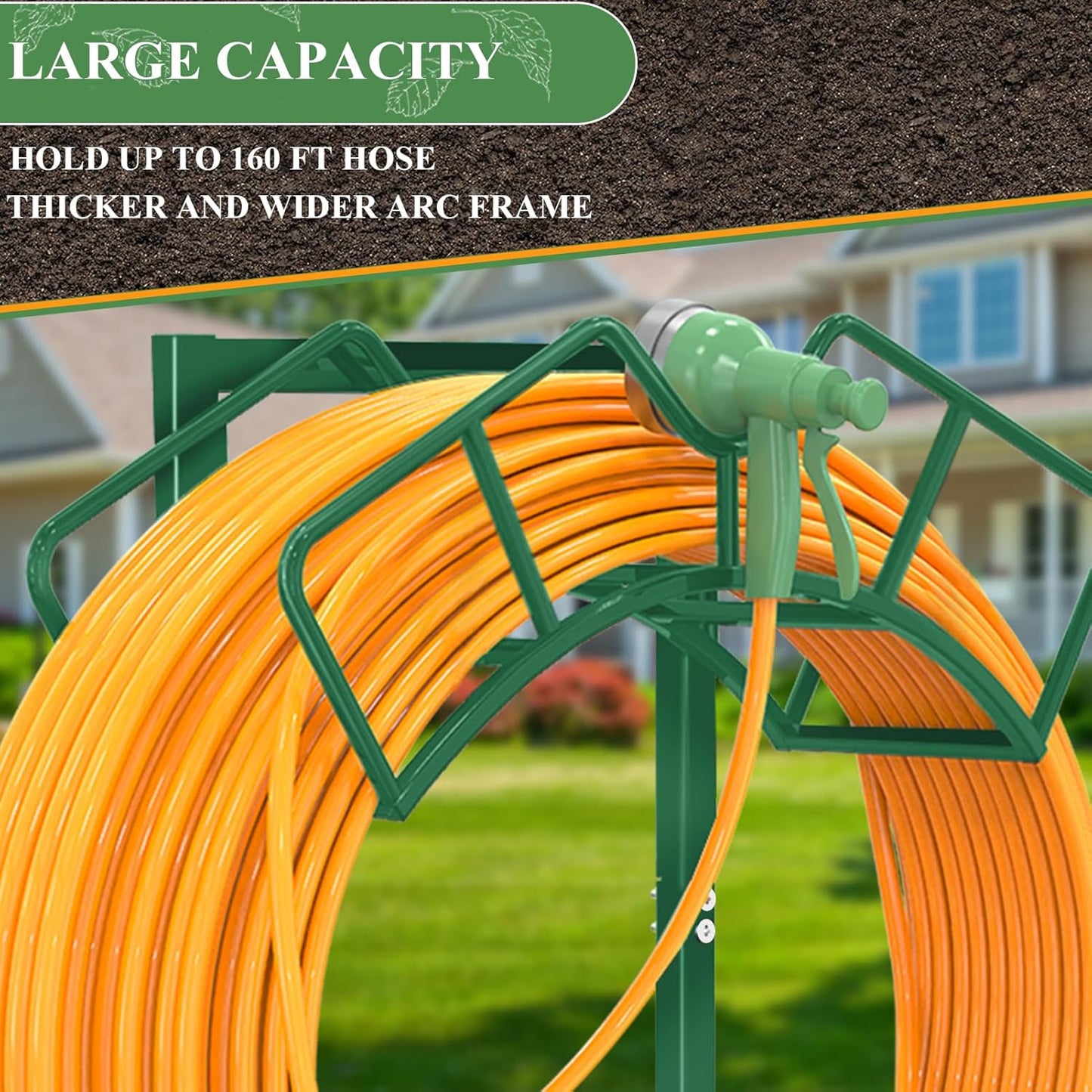 Super Stable Garden Hose Holder, Detachable Water Hose Holders Hose Storage Hold 160-Feet Hose, Water Hose Holder for Outside, Yard, Lawn, Farm (Green)