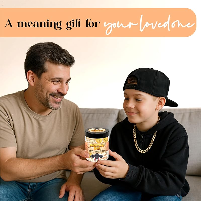 Positive Bat Jar with 60 Affirmation Cards, Emotional Support Bat, Halloween Gifts For Women Teens, Bats Halloween Decor, Bat Gifts, Boo Basket Stuffers For Women