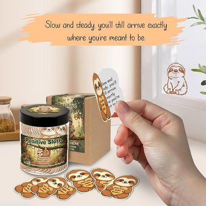 Positive Sloth Jar With 60 Affirmation Cards – Sloth Gifts For Women, Emotional Support Sloth For Stress Relief, Sloth Birthday Decorations, Graduation Sloth Teacher Gifts