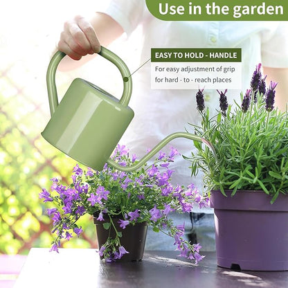 Watering Can, Stainless Steel Watering Can for Indoor & Outdoor Plants, 1L/35oz Long Spout Water Can with Handle, Rust-Proof Plant Watering Pot for House Plants, Garden Flowers