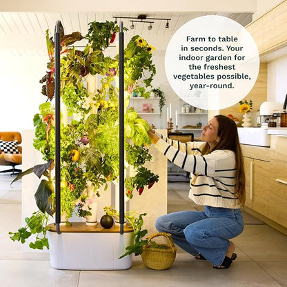 Gardyn 4.0 Vertical Hydroponics Growing System Kit - 30 Non-GMO Plants, Herbs, Vegetables - Smart Tower Garden - Hydroponic Herb Garden Planter Indoor Kit - Indoor Gardening System w/LED Grow Lights