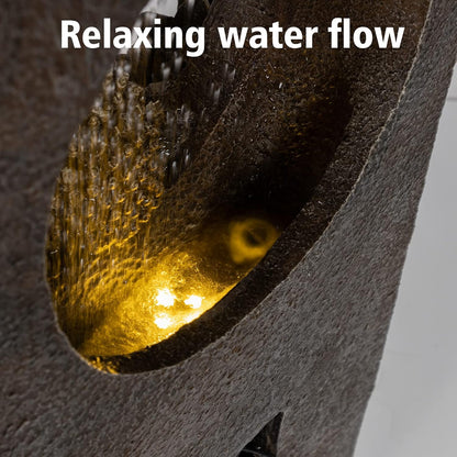 Ferrisland Buddha Waterfall Fountain Indoor & Outdoor, Freestanding Relaxing Water Fountain, Asian Zen Fengshui Patio Garden Backyard Decking Home Decor, Gift Ideas (Gold, 27.6" H)