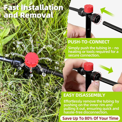 50FT Drip Irrigation System, 2025 Quick Connector Garden Irrigation System, Adjustable Nozzle, Garden Watering System with 1/4 '' Pipe, Garden, Vegetable, Greenhouse, Lawn Sprinkler