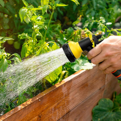 NEXCOVER Garden Hose Nozzle Sprayer - 7 Adjustable Watering Patterns Nozzle for Water Hose, Non-Slip Garden Spray Nozzle for Car Washing, Watering Plants, Pets Showering, Lawns Cleaning, Yellow