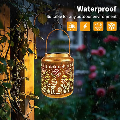 Brizled Butterfly Solar Lantern Lights with Colorful Projection, Christmas Birthday Gifts for Women Mom Grandma, Multicolor Hanging Lights Outdoor Waterproof, Solar Lantern Lights for Garden Patio