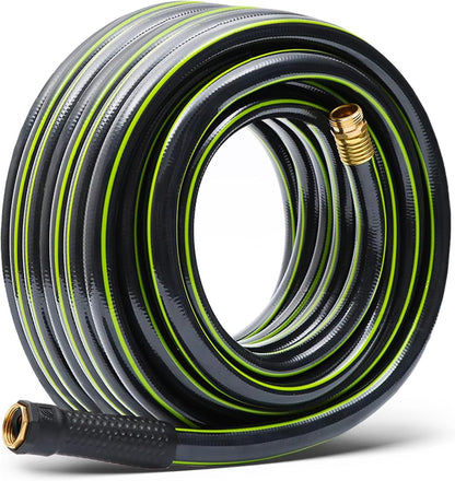 Worth Leader Long Garden Hose 5/8 in. x 50 ft. -No Kink, Flexible, Leakproof, Male to Female Fittings -Heavy Duty Durable PVC Lightweight Water Pipe with Brass Aluminum Ends for Household & Yard Use