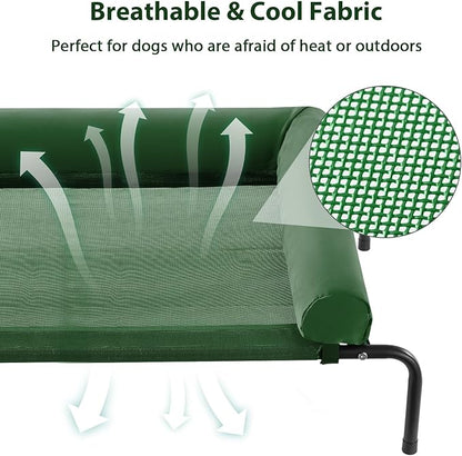 RRPETHOME Elevated Cooling Dog Bed,Raised Dog Cots Beds for Large Dogs,Outdoor Pet Bed for Large Dogs,Chew Proof Portable Cooling Pet Cot Skid-Resistant Feet,Frame with Breathable Mesh