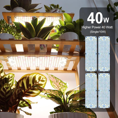 4Pack Flat Panel Grow Lights for Indoor Plants, Seed Starting, Vegetables with 4/8/12 Hr Timer, 40W Full Spectrum LED Plant Growing Lamps for Cabinet/Shelves/Greenhouse, Plug-and-Play, Connect Freely