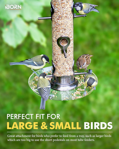 iBorn Bird Feeders Seed Catcher for Outside Hanging 6 Port Bird Feeder for Cardinal Birds Aluminium Metal,Brushed Black Nickel Finishing 14 Inch 6 Port (Seed is not Included)
