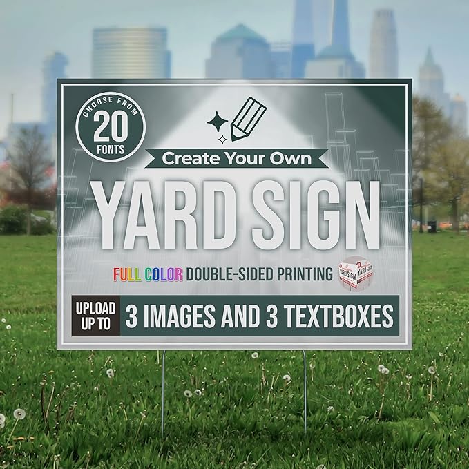24x18" Double Sided Custom Yard Sign with Metal Stakes, Personalized Full Color Corrugated Yard Sign for Outdoors, Front and Back Custom Printed Personalized Lawn Signs (Design 2)