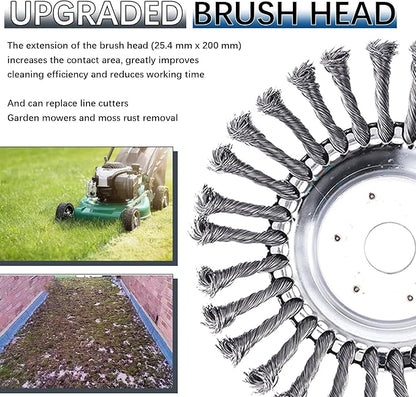 10 Inch Steel Wire Rotary Brush Cutter Trimmer Head Sets Weed Blade Cutter with Adapter Kit Compatible with Stihl, Husqvarna,String Trimmers, Gardening Lawnmower, Moss Grass Rust Removal