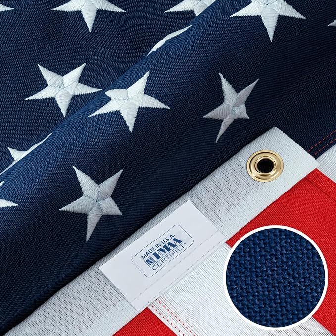 American Flags for Outside 3x5 (Pack of 3) Made in USA - USA Flag, Outdoor Heavy Duty American US Flag with Embroidered Stars and Sewn Stripes American Flags for High Wind- All Weather Flags