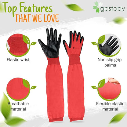 Gastody™ Long Sleeve Gardening Gloves Women and Men - Long Cuff Garden Gloves, Multipurpose Heavy Duty Outdoor and Indoor