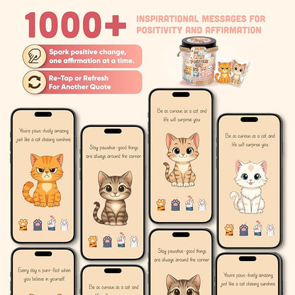 Positive Cat Jar - 60 Affirmation Cards With Cat Bracelet, Emotional Support Cat, Cat Themed Gifts, Stress Relief & Against Anxiety Cards, Cat Gifts, Cat Lover Gifts For Women, Teen Girl Gifts