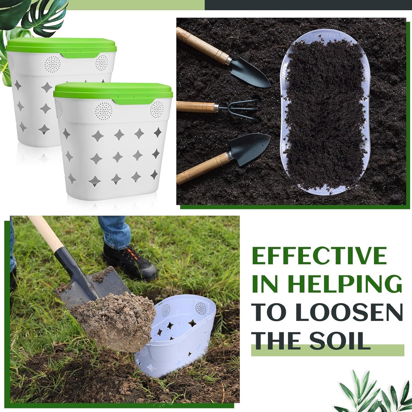 2 Pack InGround Worm Composter,8 Gallon Outdoor Compost Bin for Garden Beds,14.3 x 7.3 x 16.8 inches Vermicomposting Worm Farm System for Kitchen Waste