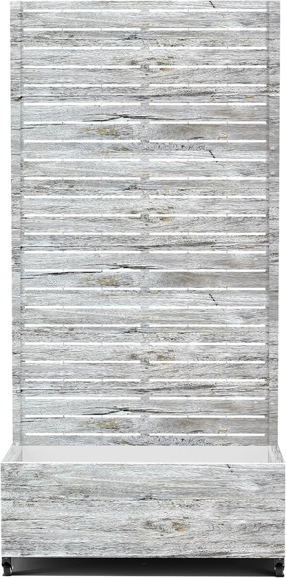 Raised Garden Bed with Trellis and Wheels,73"x35"x16" Metal Raised Garden Bed,White Wood Finish Metal Planter with Climbing Trellis for Vines & Vegetables