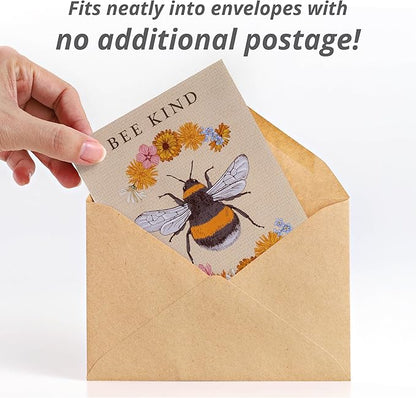 Bentley Seed Co. | Bee Kind Pollinator | Beautiful Bee Art | Environmental Favors Cards for Guests Seed Packets | Pollinator Wildflower Mix Seed Packets | Eco-Friendly Hand Out Gift | 25 Pack