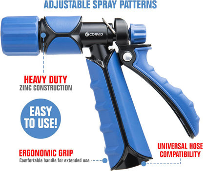 3-Pack Corvid Heavy Duty Rear Trigger Adjustable Spray Hose Nozzle – Durable Zinc Construction with Adjustable Stream Control – Ideal for Car Washing, Lawn & Garden, and Outdoor Cleaning Tasks