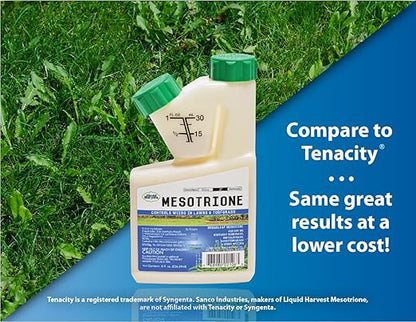 Liquid Harvest Mesotrione - 8oz - Mesotrione Concentrate (Compare to Tenacity) - Pre and Post-Emergent Weed Killer for Lawn and Turf Grasses