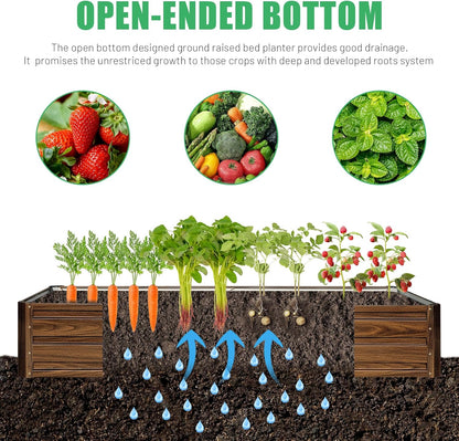 SnugNiture 2 Pcs 6x3x1FT Raised Garden Bed Galvanized Planter Garden Boxes Outdoor, Deep Root Planter Raised Bed for Vegetables Flowers Herbs,Brown