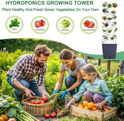 Hydroponic Tower Growing System - 30 Pods Indoor Garden Vertical Hydroponics Growing System Kit with Water Pump & Timer for Strawberries, Tomatoes, Lettuce, Herbs
