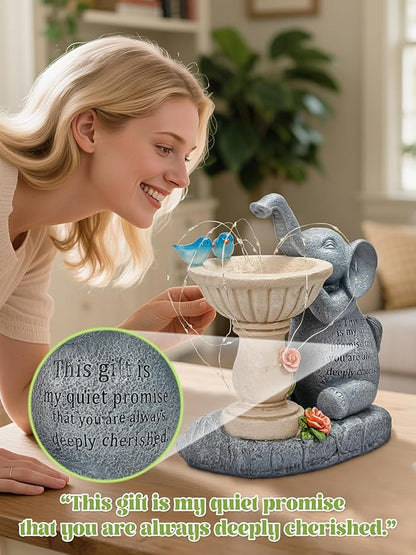 Solar Garden Outdoor Statues Decor, Elephant with Birdbath Garden Decor for Home House, Yard Art Lawn, Ornaments, Porch Patio, Balcony - Birthday Gifts for Grandma Mom Women