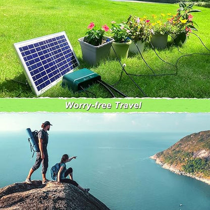 Lewisia 10W Solar Automatic Drip Irrigation Kit Auto Watering System 115FT for 30 Plants
