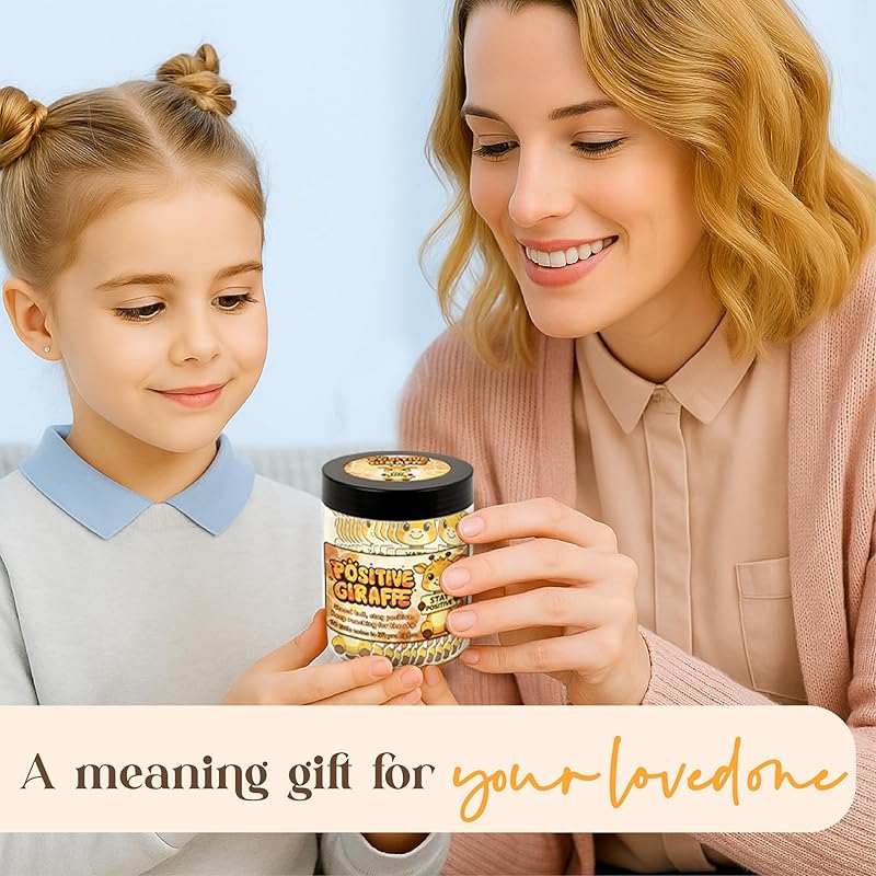 Positive Giraffe Jar With 60 Daily Affirmation Cards - Giraffe Gifts For Women And Giraffe Decor, Emotional Support Gifts And Inspirational Gifts For Women, Birthday Gift For Wife Or Desk Decor