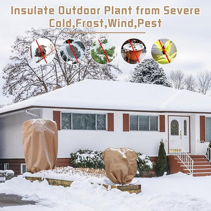 6 Pcs Plant Covers Freeze Protection Reusable Plant Protector with Zipper Frost Cloth Warm Blankets, Winter Bush Covers Freeze Protection from Cold Sun Frost Wind