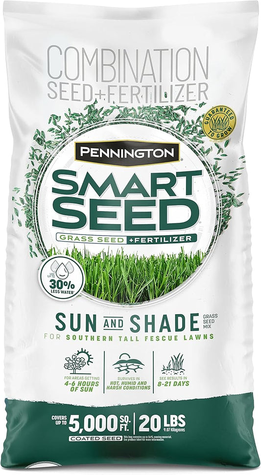 Pennington Smart Seed Sun and Shade Tall Fescue Grass Seed Mix for Southern Lawns 20 lb