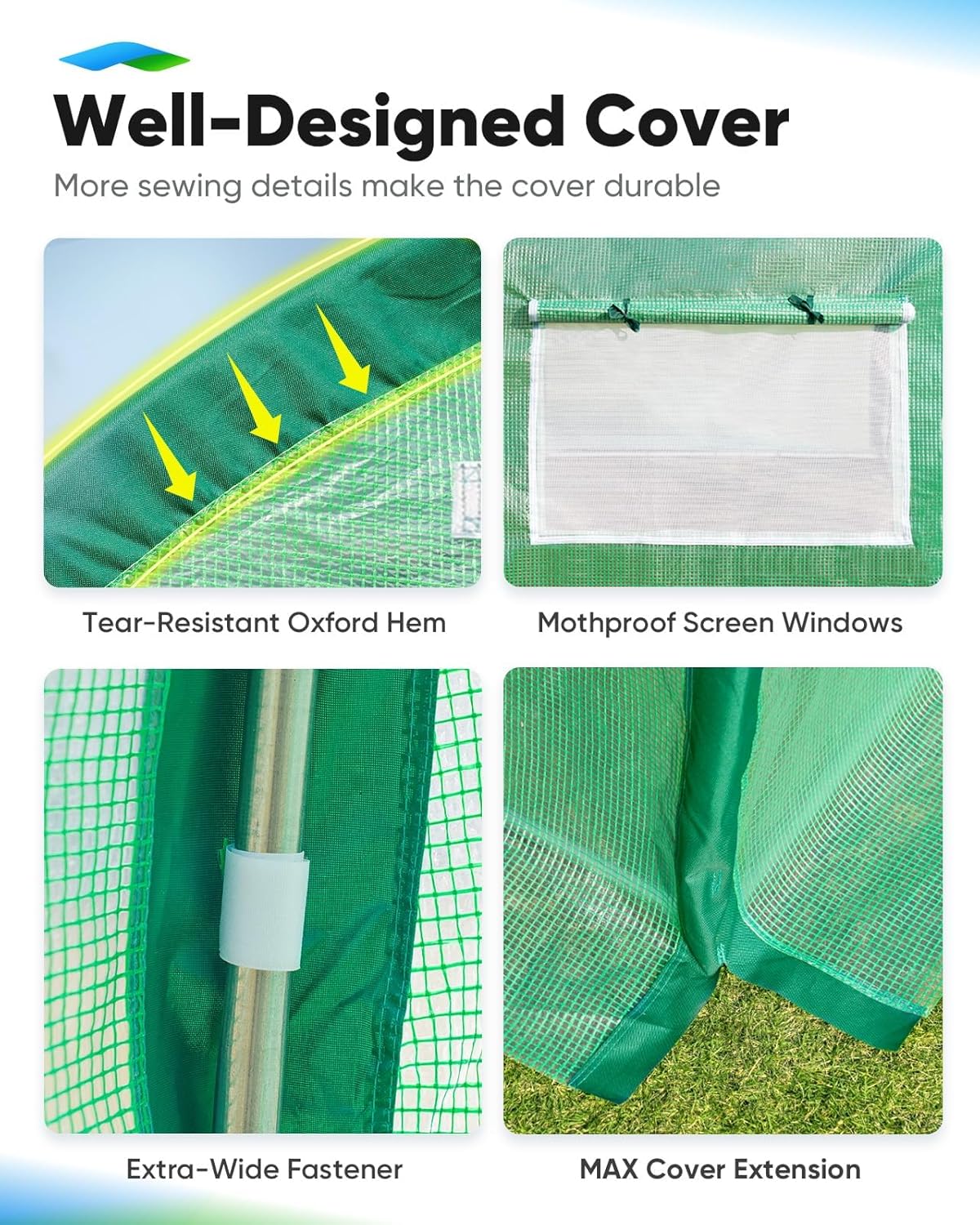 Quictent Premium Greenhouse Swing Door Large Walk-in Green Houses for Outdoors, Upgraded Tunnel Hoop House Frame and Cover for Outside Garden Plant, 2 Swing Door 10 Screen Window, 25x10x6.6 FT, Green