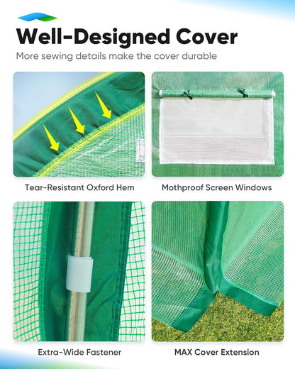 Quictent Premium Greenhouse Swing Door Large Walk-in Green Houses for Outdoors, Upgraded Tunnel Hoop House Frame and Cover for Outside Garden Plant, 2 Swing Door 10 Screen Window, 25x10x6.6 FT, Green