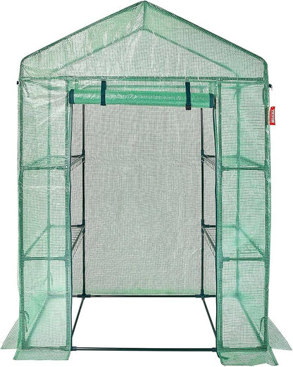 VEVOR Walk-in Green House, 55.5 x 29.3 x 80.7 inch, Portable Greenhouse with Shelves, High Strength PE Cover with Roll-up Zipper Door and Steel Frame, Set Up in Minutes, for Planting and Storage