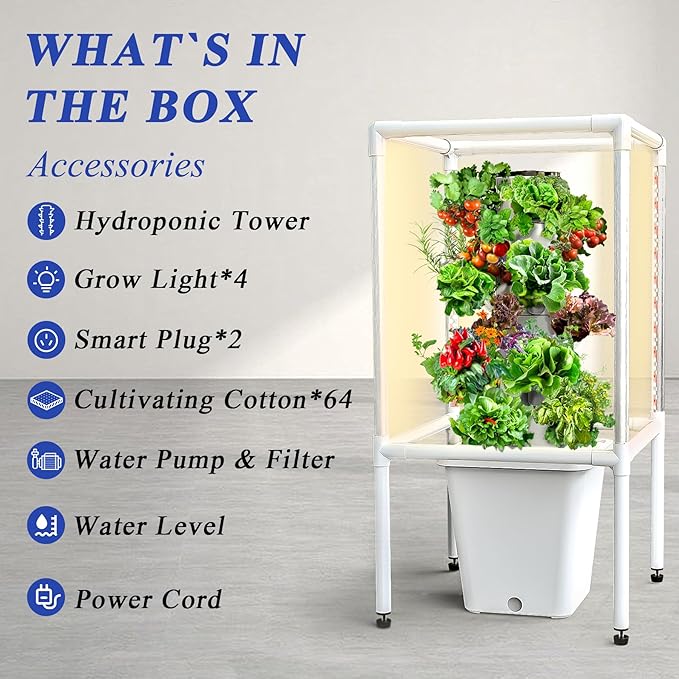 SJZX Hydroponics Growing System, 18 pods Vertical Small hydroponic Tower with LED Grow Light for Indoor Gardening, Classroom Growing Kit, Winter Germination Kits, Beginner-Friendly