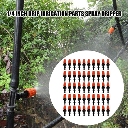 50 Pack Adjustable Atomizing Nozzles, 1/4 Inch Drip Irrigation Parts Sprayers Drippers, Drip Irrigation Spray Emitters, for Garden Greenhouse Agricultural Irrigation Patio Misting