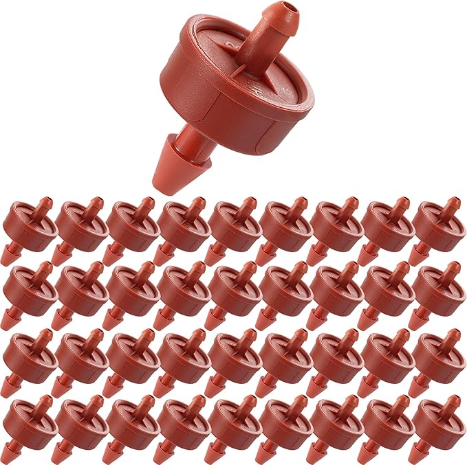 200Pcs 2GPH Pressure Compensating Irrigation Spot Drippers,Constant Flow Barb Outlet Watering Dripper Emitters Heads Parts for 1/4 Inch Watering Tubing Line for Garden Pots Plant Irrigation Systems