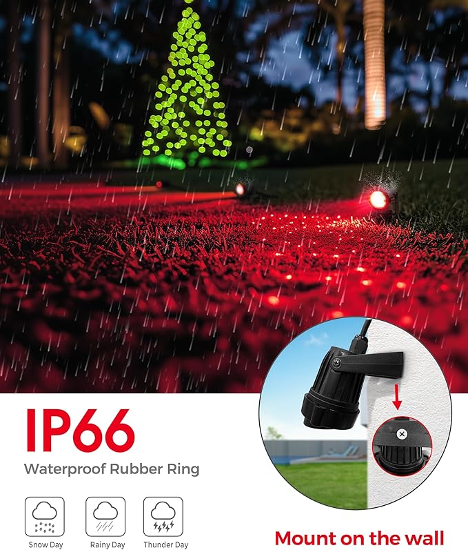 LOHAS Landscape Red Christmas Spot Lights Outdoor, 10W Dusk to Dawn Sensor LED Spotlights for Yard, IP66 Waterproof Pathway Garden Outside Lights, 9.84-ft Cord, Red Lawn Decor Lamp, UL Listed,2 Pack