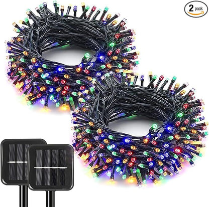 2 Pack Solar String Lights Outdoor, 200 LED Extra-Long 78 FT Solar Christmas Lights Outdoor with 8 Lighting Modes, IP65 Waterproof for Garden, Xmas, Balcony, Wedding, Party (Multicolor)