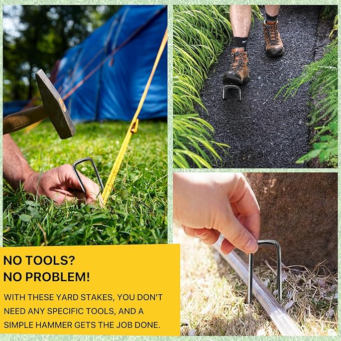 Landscape Staples 6inch 500pack,11Gauge Galvanized Lawn Staples, Sturdy Garden Stakes for Effortlessly Securing Weed Barrier Fabric,Ground Stabilization, and Tackling Outdoor Yard Work