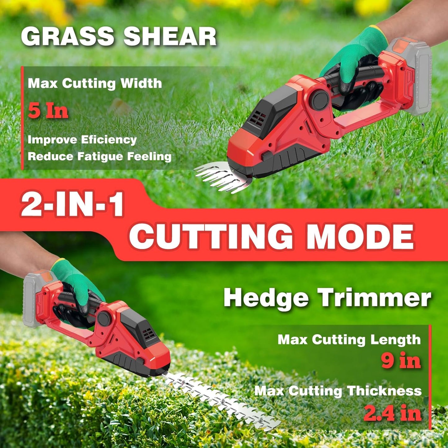 Cordless Hedge Trimmer for Milwaukee M18 Battery(No Battery),2200RPM Cordless Mini Grass Shears,2 in 1 Handheld Electric Hedge Trimmer/Grass Cutter,Shrub Trimmer Bush Trimmer for Gardening,Lawn,Yard