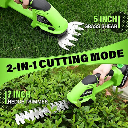 SOYUS Hedge Trimmer Cordless, 2-in-1 Handheld Hedge Trimmers, 20V Electric Grass Shear & Shrubbery Trimmer, Battery Operated Grass Cutter for Garden/Lawn with Charger and Battery