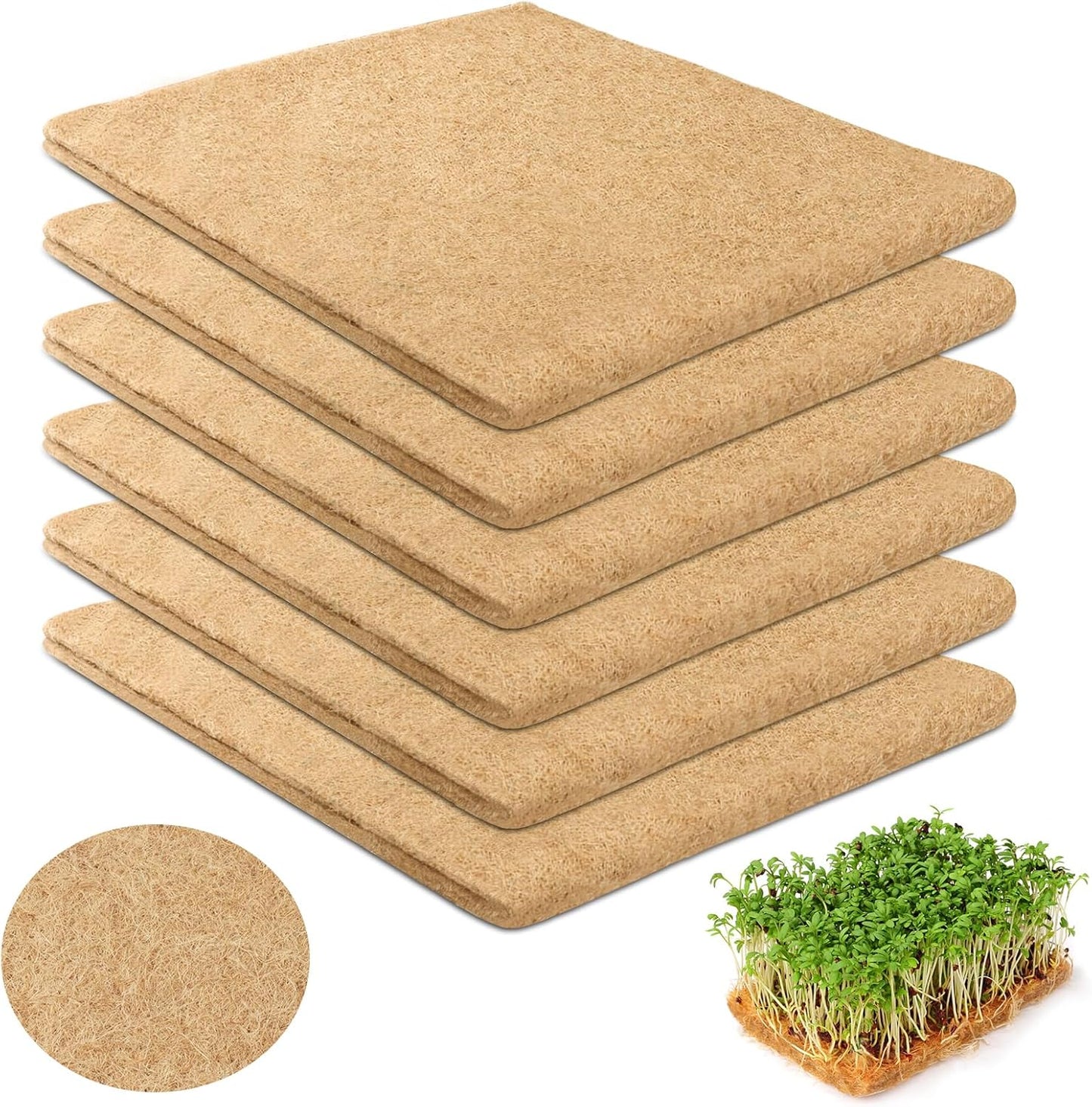 Legigo 6 Pack Jute Plant Grow Mat for Microgreens- 10" X 20" Hydroponic Grow Pads for 1020 Growing Trays, Hemp Fiber Mats Sprouting Pads Microgreens Growing Kit for Indoor Organic Wheatgrass Sprouts
