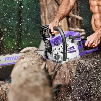 2-cycle 63CC Chainsaw Saw Gas Powered 20" Chain Saws Cordless Petrol Saw Handheld Chainsaw with 2 Chains and Bars for Cutting Wood Trees Branches，63CC-K