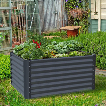 Galvanized Raised Garden Bed Box Planter for Outdoor Plants - Extra Tall 24" Metal Garden Boxes for Vegetables - 48"X36"X24", Midnight Grey