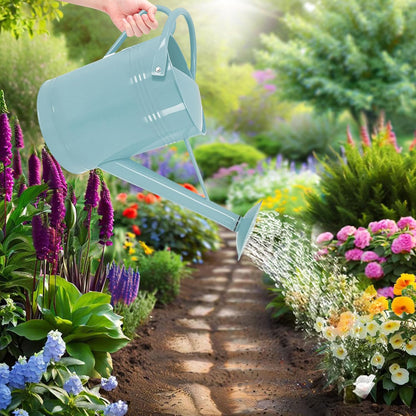 Galvanized Watering Can for Outdoor Indoor Plants, 1.7 Gallon Blue Decorative Countryside Style Water Can with Removable Spout, Metal Watering Can for Indoor Plants and Garden Flower
